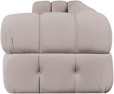 Camden Beige Velvet Performance Fabric Upholstered Sofa, 4-Piece