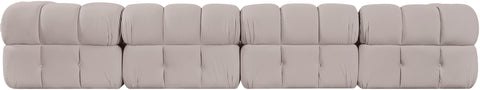 Camden Beige Velvet Performance Fabric Upholstered Sofa, 4-Piece