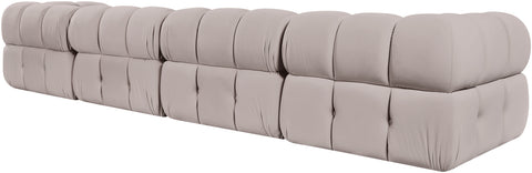 Camden Beige Velvet Performance Fabric Upholstered Sofa, 4-Piece