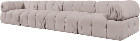 Camden Beige Velvet Performance Fabric Upholstered Sofa, 4-Piece