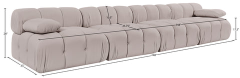 Camden Beige Velvet Performance Fabric Upholstered Sofa, 4-Piece (Style 2)