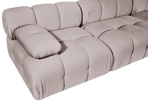 Camden Beige Velvet Performance Fabric Upholstered Sofa, 4-Piece (Style 2)