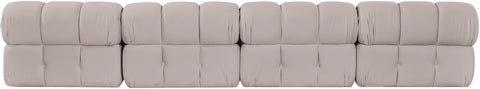 Camden Beige Velvet Performance Fabric Upholstered Sofa, 4-Piece (Style 2)