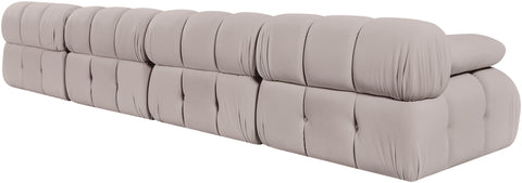 Camden Beige Velvet Performance Fabric Upholstered Sofa, 4-Piece (Style 2)
