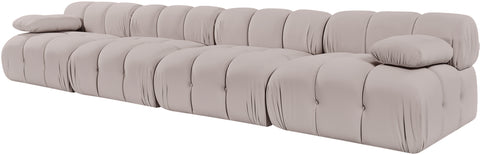 Camden Beige Velvet Performance Fabric Upholstered Sofa, 4-Piece (Style 2)