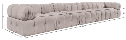 Camden Beige Velvet Performance Fabric Upholstered Sofa, 5-Piece