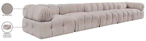 Camden Beige Velvet Performance Fabric Upholstered Sofa, 5-Piece