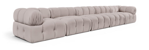 Camden Beige Velvet Performance Fabric Upholstered Sofa, 5-Piece