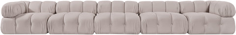 Camden Beige Velvet Performance Fabric Upholstered Sofa, 5-Piece