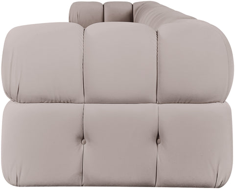 Camden Beige Velvet Performance Fabric Upholstered Sofa, 5-Piece