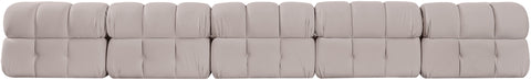 Camden Beige Velvet Performance Fabric Upholstered Sofa, 5-Piece