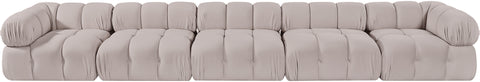 Camden Beige Velvet Performance Fabric Upholstered Sofa, 5-Piece