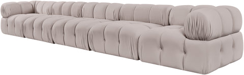 Camden Beige Velvet Performance Fabric Upholstered Sofa, 5-Piece
