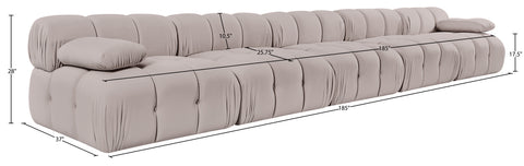Camden Beige Velvet Performance Fabric Upholstered Sofa, 5-Piece (Style 2)