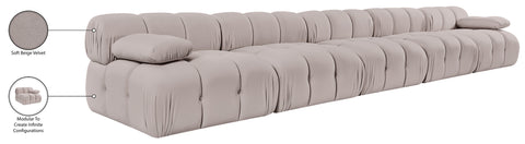 Camden Beige Velvet Performance Fabric Upholstered Sofa, 5-Piece (Style 2)