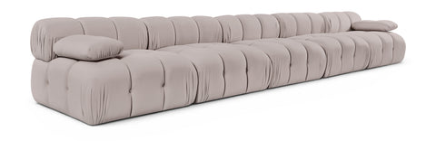 Camden Beige Velvet Performance Fabric Upholstered Sofa, 5-Piece (Style 2)