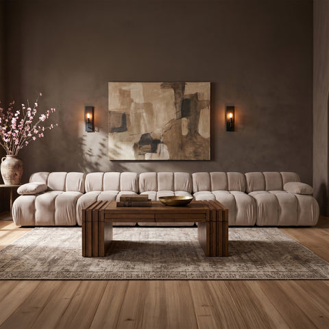 Camden Beige Velvet Performance Fabric Upholstered Sofa, 5-Piece (Style 2)
