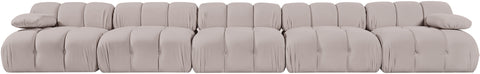 Camden Beige Velvet Performance Fabric Upholstered Sofa, 5-Piece (Style 2)