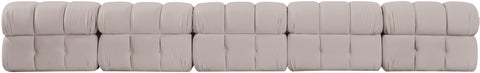 Camden Beige Velvet Performance Fabric Upholstered Sofa, 5-Piece (Style 2)