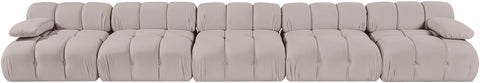 Camden Beige Velvet Performance Fabric Upholstered Sofa, 5-Piece (Style 2)