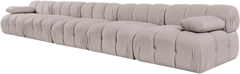 Camden Beige Velvet Performance Fabric Upholstered Sofa, 5-Piece (Style 2)