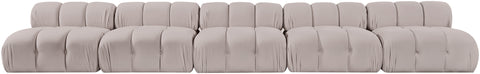 Camden Beige Velvet Performance Fabric Upholstered Sofa, 5-Piece (Style 2)