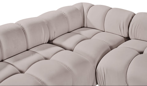 Camden Beige Velvet Performance Fabric Upholstered Sectional, 4-Piece