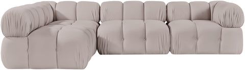Camden Beige Velvet Performance Fabric Upholstered Sectional, 4-Piece