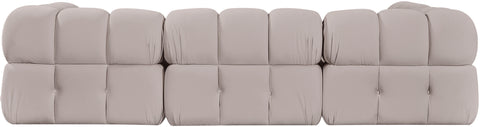Camden Beige Velvet Performance Fabric Upholstered Sectional, 4-Piece