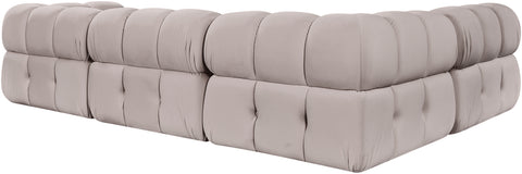 Camden Beige Velvet Performance Fabric Upholstered Sectional, 4-Piece