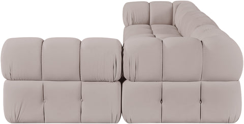 Camden Beige Velvet Performance Fabric Upholstered Sectional, 4-Piece