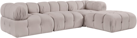 Camden Beige Velvet Performance Fabric Upholstered Sectional, 4-Piece (Style 2)
