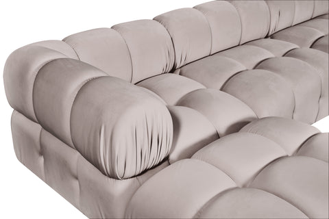 Camden Beige Velvet Performance Fabric Upholstered Sectional, 4-Piece (Style 2)