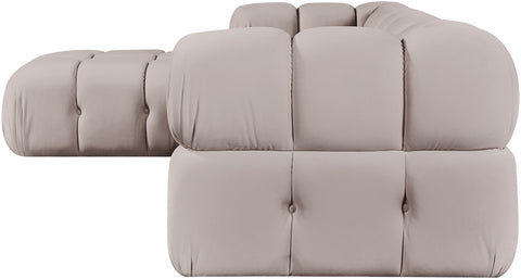 Camden Beige Velvet Performance Fabric Upholstered Sectional, 4-Piece (Style 2)