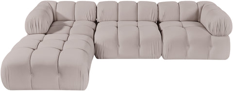 Camden Beige Velvet Performance Fabric Upholstered Sectional, 4-Piece (Style 2)