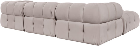 Camden Beige Velvet Performance Fabric Upholstered Sectional, 4-Piece (Style 2)