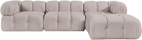 Camden Beige Velvet Performance Fabric Upholstered Sectional, 4-Piece (Style 2)