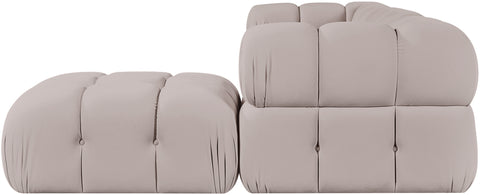 Camden Beige Velvet Performance Fabric Upholstered Sectional, 4-Piece (Style 2)