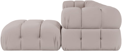 Camden Beige Velvet Performance Fabric Upholstered Sectional, 5-Piece