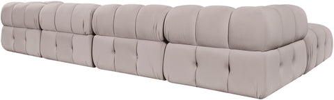 Camden Beige Velvet Performance Fabric Upholstered Sectional, 5-Piece