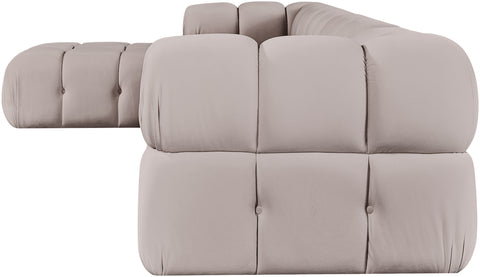 Camden Beige Velvet Performance Fabric Upholstered Sectional, 5-Piece