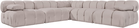 Camden Beige Velvet Performance Fabric Upholstered Sectional, 5-Piece (Style 2)