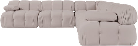 Camden Beige Velvet Performance Fabric Upholstered Sectional, 5-Piece (Style 2)