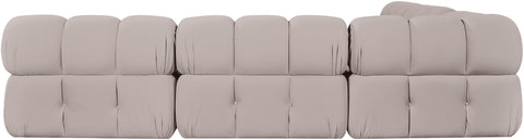 Camden Beige Velvet Performance Fabric Upholstered Sectional, 5-Piece (Style 2)