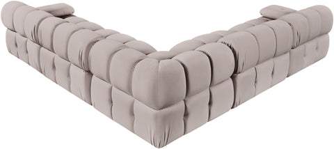 Camden Beige Velvet Performance Fabric Upholstered Sectional, 5-Piece (Style 2)
