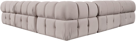 Camden Beige Velvet Performance Fabric Upholstered Sectional, 5-Piece (Style 2)