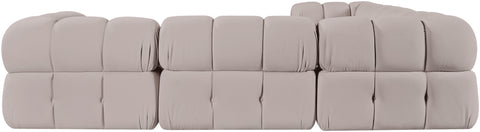 Camden Beige Velvet Performance Fabric Upholstered Sectional, 5-Piece (Style 3)
