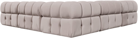Camden Beige Velvet Performance Fabric Upholstered Sectional, 5-Piece (Style 3)