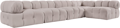 Camden Beige Velvet Performance Fabric Upholstered Sectional, 5-Piece (Style 4)