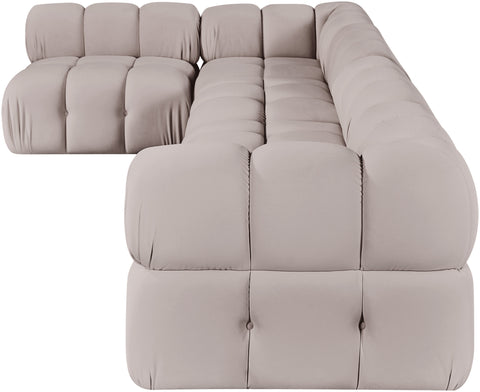 Camden Beige Velvet Performance Fabric Upholstered Sectional, 5-Piece (Style 4)